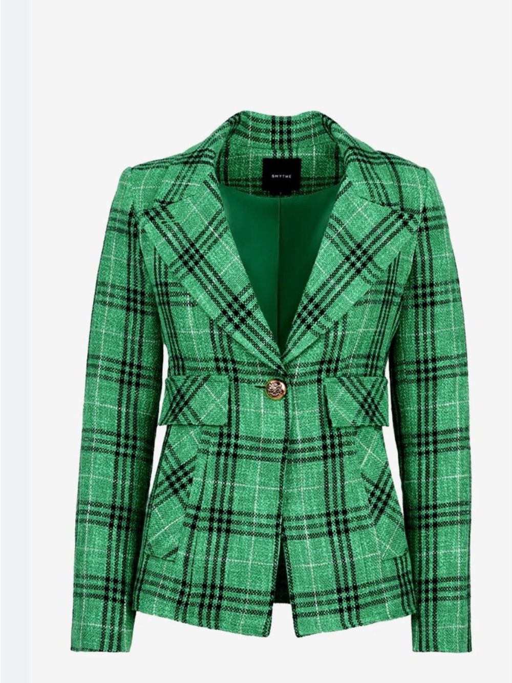 Smythe Green Plaid Single-Button Blazer